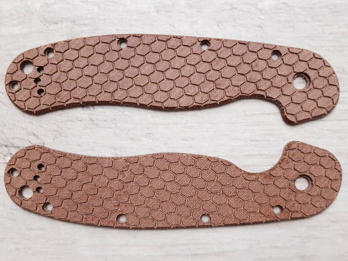 Scales for ONTARIO RAT 1 Brown Micarta with hex pattern (handles
