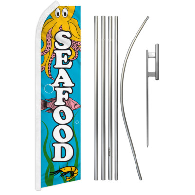 Seafood Swooper Flutter Feather Advertising Flag Kit Food Flag Mariscos