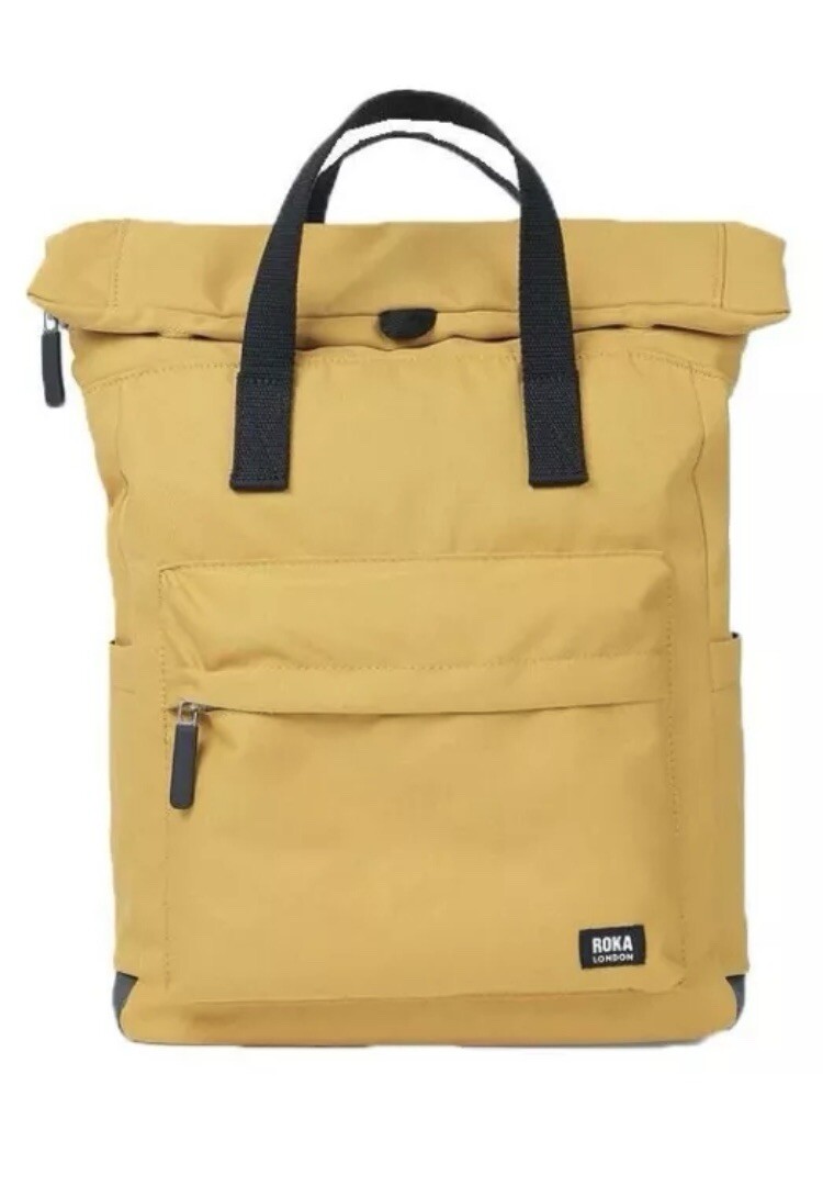 NUEVO Bolso Mochila Roka London Canfield B Etiqueta Negra Lino Mediano Nuevo con Etiquetas