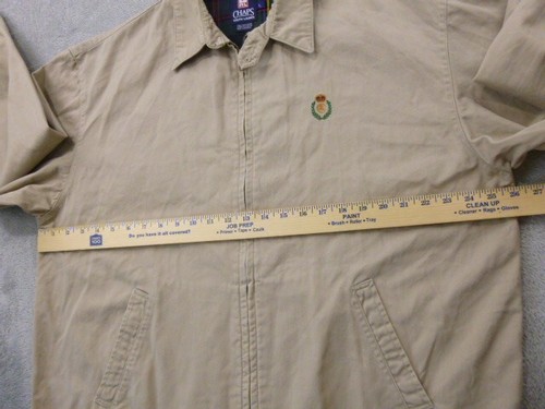 CRL Chaps Ralph Lauren Jacket Mens L Tan Khaki Harrington Bomber Tartan Plaid - Picture 6 of 10