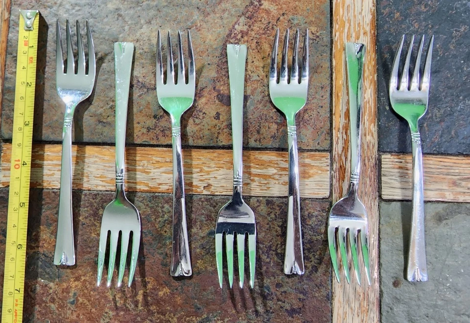 👌批量 7 WM ROGERS 美国复古灰色PSHOLM 不锈钢沙拉 🥗🍅 😋 FORKS  — 第 2/4 张图片