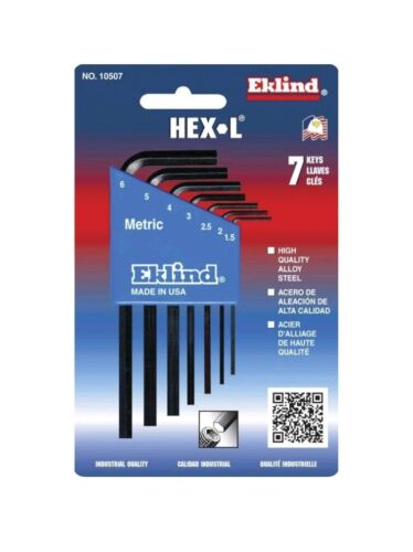 Eklind 10507 Metric MM 7 piece Short Arm Hex L Key Allen Wrench Case Set - Picture 2 of 2