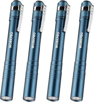 WORKPRO 4PC LED Pen Light Set Aluminum Handheld Flashlight Pocket Penlight Torch