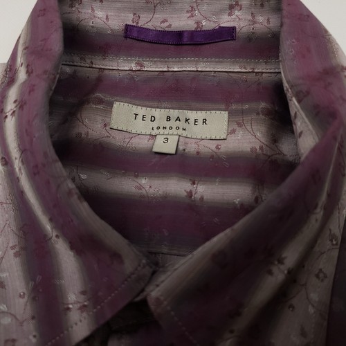 Ted Baker Print Shirt Size 3 Fits Like SMALL Relaxed Fit Floral Stripped Funky - Picture 6 of 12