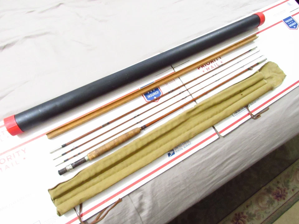 1930-е США ЛЮБИМАЯ БАМБУКОВАЯ НАХЛЫСТОВАЯ УДОЧКА ХЕДДОНА ПИТА 8 ФУТОВ 1/2 ФУТА ДЛЯ ВОССТАНОВЛЕНИЯ - Изображение 2 из 4