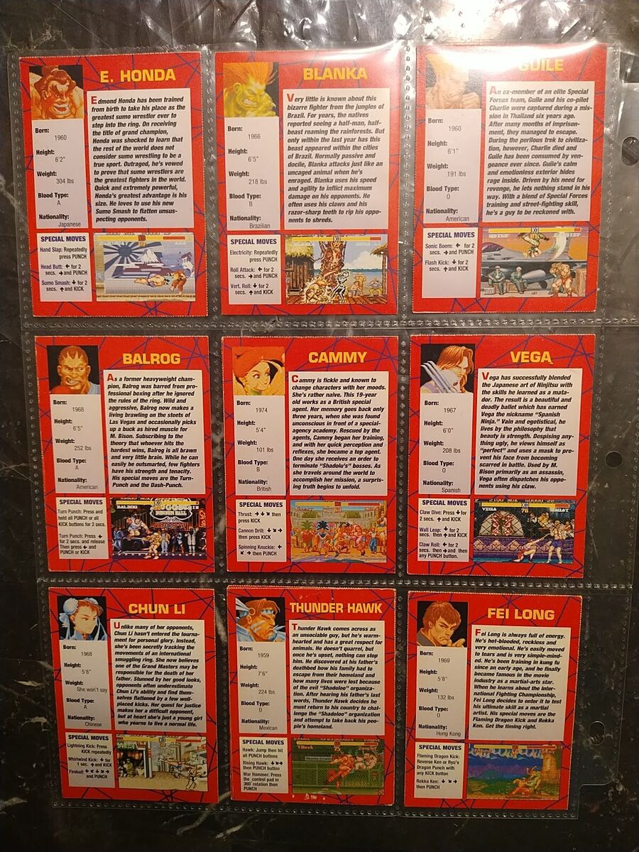 1994 Game Players Magazine Super Street Fighter II 9 Cards 1994 Game Players Magazine Super Street Fighter II 9 Cards