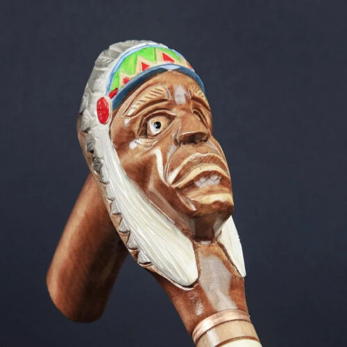 Hand-Carved Wooden Shaman Walking Stick - Artisan Cane, Unique Collectible Gift - Picture 2 of 5
