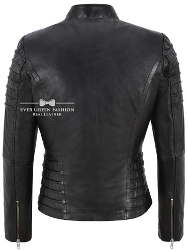 Damas Chaqueta de Cuero Clásica Motociclista Moda Estilo 100% CUERO REAL Chaqueta 9393 - Imagen 5 de 36