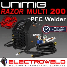 UNIMIG Razor Multi 200 PFC Mig Tig Stick Welder HF DC Smart Set M24 Torch U11012