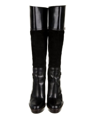 Gucci Black Leather Suede Knee High Platform Boots, US Size 7.5 - Picture 2 of 10