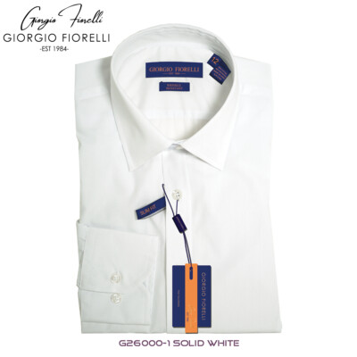 NWT - GIORGIO FIORELLI Men's 'MODERN' White L/S BARRE-CUFFED SHIRT - 17 34/35