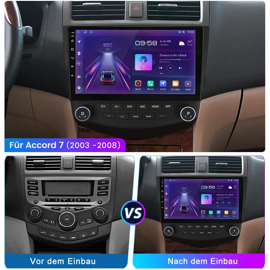 Für Honda Accord 7 03-2007 Android 13 Autoradio Carplay GPS Navi WIFI BT 2+32GB - Bild 2 von 4