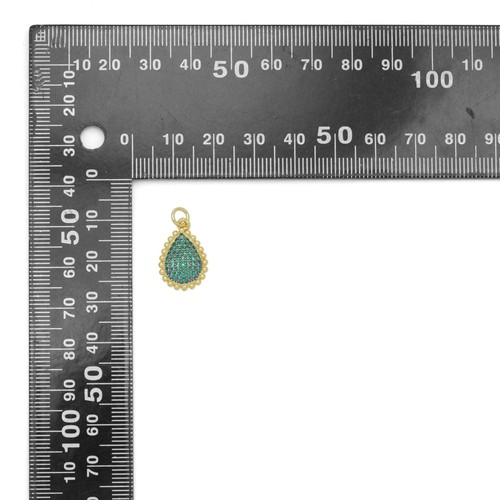 Colorful CZ Teardrop Shape Charm Pendant, Sku#LK1083 - Picture 2 of 4