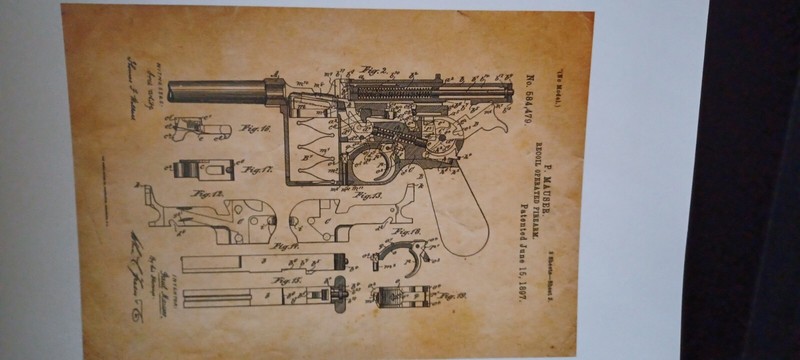 WW 1 German Mauser C96 ENGINEERING DRAWING Broom Handle Engineering Print