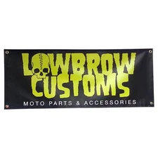 Lowbrow Customs Moto Parts And Accessories Shop Garage Banner chopper bobber