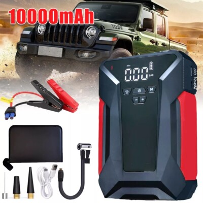 KFZ Auto Kompressor Luftpumpe 10000mAh Booster Powerbank Starthilfe Jump Starter
