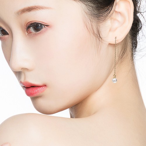 2 Pairs Pearl Pendant Long Earrings Drop for Women Bride Miss Hoops - Imagen 2 de 12