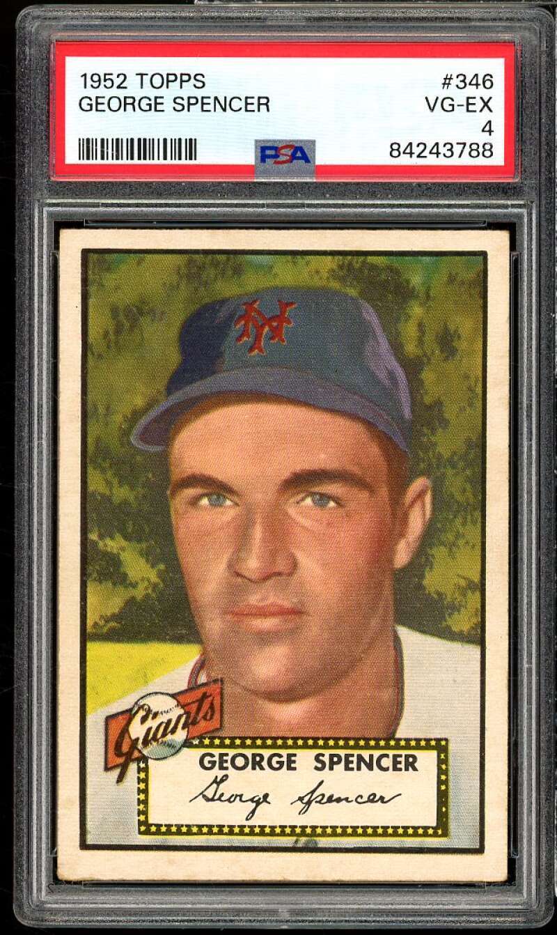 George Spencer Rookie Card 1952 Topps #346 PSA 4