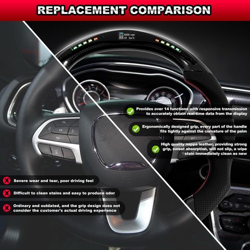 Carbon Fiber LED Colorful Steering Wheel Fit 15+ Dodge Hellcat Charger Durango - Picture 7 of 7
