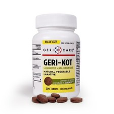 GeriCare Geri-KOT Senna Natural Vegetable Laxative 8.6mg, 200 Count Pack of 1 