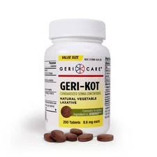 GeriCare Geri-KOT Senna Natural Vegetable Laxative 8.6mg, 200 Count (Pack of 1)