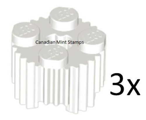 New Lego 3x White Brick, Round 2 x 2 with Flutes / Fluted and Axle Hole 92947 - Picture 1 of 1