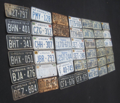 Mixed box lot of 42 plates some pairs 1959-1994  garage art craft man cave etc
