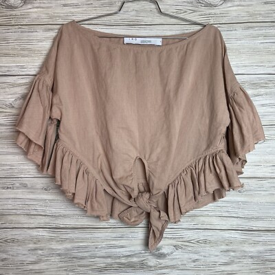 IRO Women's Short Sleeve Ruffle Crop Top  Size 36