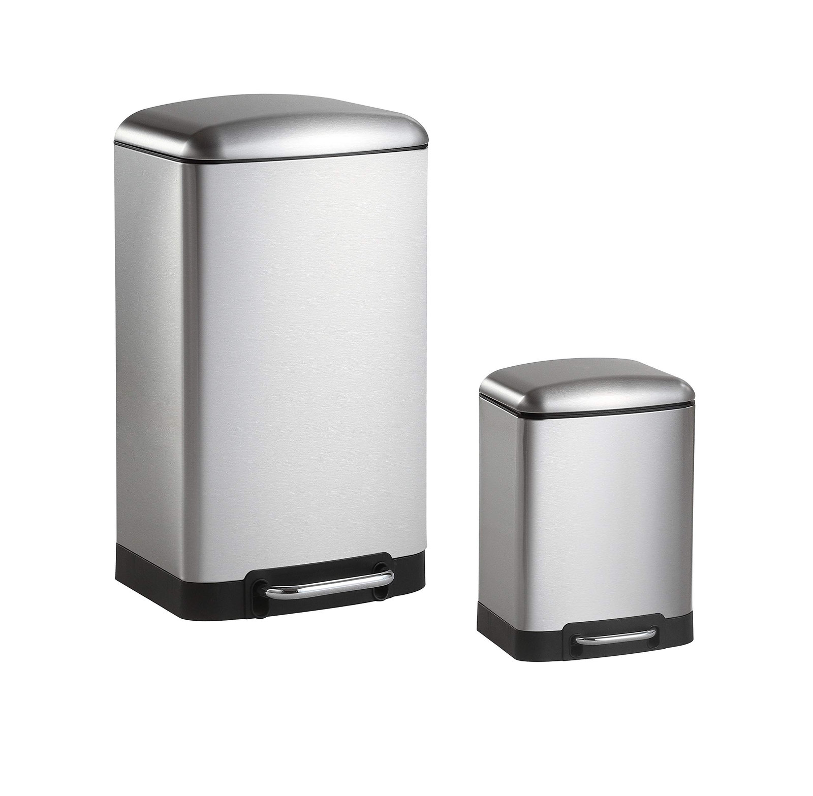 HPM1008A Ashley Stainless Steel Trash Can with Soft-Close Lid, Modern, Finger...