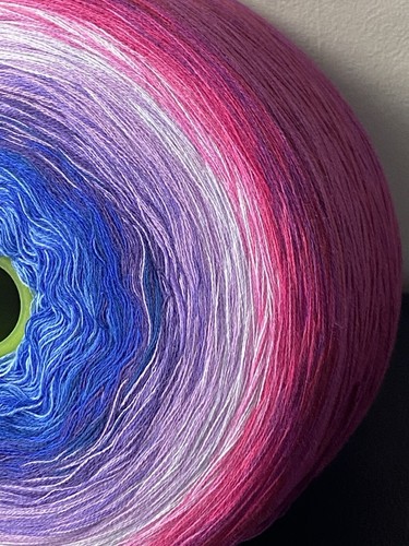 500g Sunset 100% Cotton Cake Yarn Ombre Yarn Rose Pink Purple Blue 2500 Meters - Picture 8 of 11