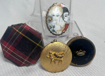 Mixed Lot of 4 Mirrored Powder Compacts Trinket Pill Box Gwenda Tussy Rouge