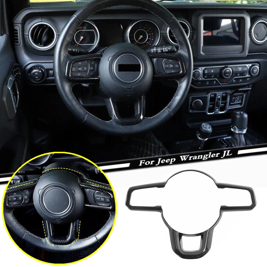 For 18 23 Jeep Wrangler JL Carbon Fiber Interior Steering Wheel