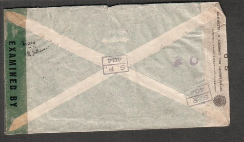1944 WWII Brazil & US censor cover Sao Paulo to USA/advise your correct address - Picture 2 of 2