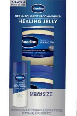 NEW Vaseline Original Healing Jelly 2 Pack 26 Oz+Balm Stick All-Over Body 1.4 Oz