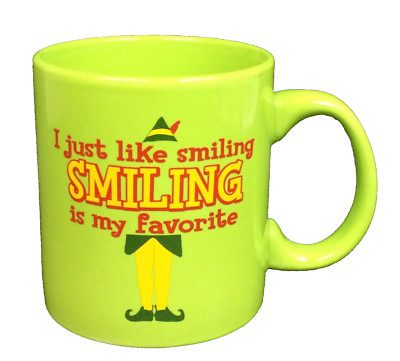ELF the Movie New Line ''SMILING is my favorite'' Lime Green Lg 20oz Coffee Mug