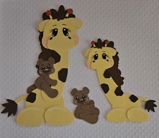 Mom and Baby Giraffe With Bears Set. Scrapbook, Card making Paper Piecing