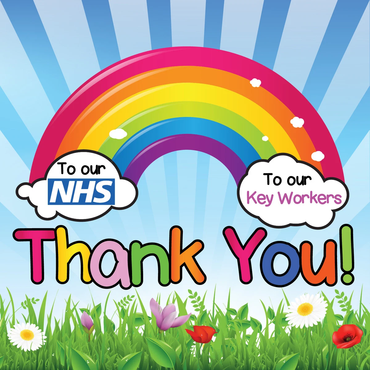 RAINBOW THANK YOU NHS Window Sticker Key Workers Decal Sticker eBay