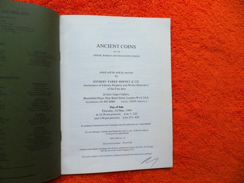 SOTHEBY'S ANTIKE MÜNZEN - MAI 1984 - Auktionskatalog - Bild 2 von 5