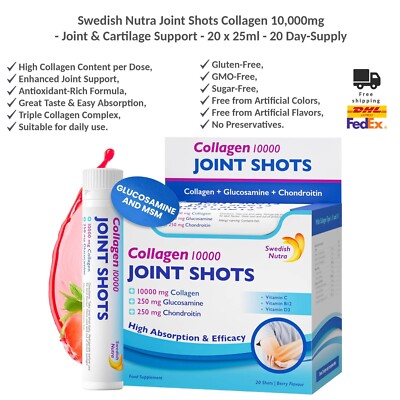 Swedish Nutra Joint Shots Collagen 10.000 mg Unterstützung für Gelenke & Knorpel