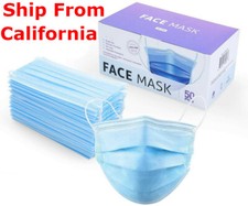 100 Pcs Face Mask with Filter Mouth Nose Protector Respirator Masks USA Blue