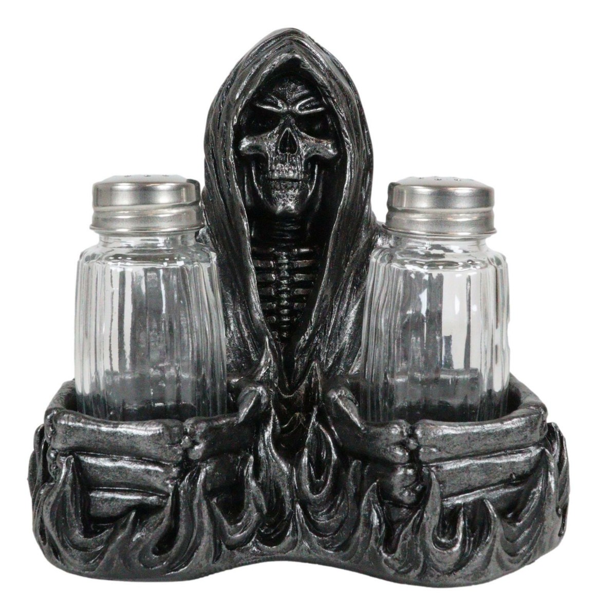 Soul Garnish Sitting Grim Reaper Skeleton Salt and Pepper Shakers