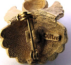 ULTRA Baby Angel Pin Brooch Vintage Gold Metal w/ Rhinestone Eyes Wings Halo — photo 2