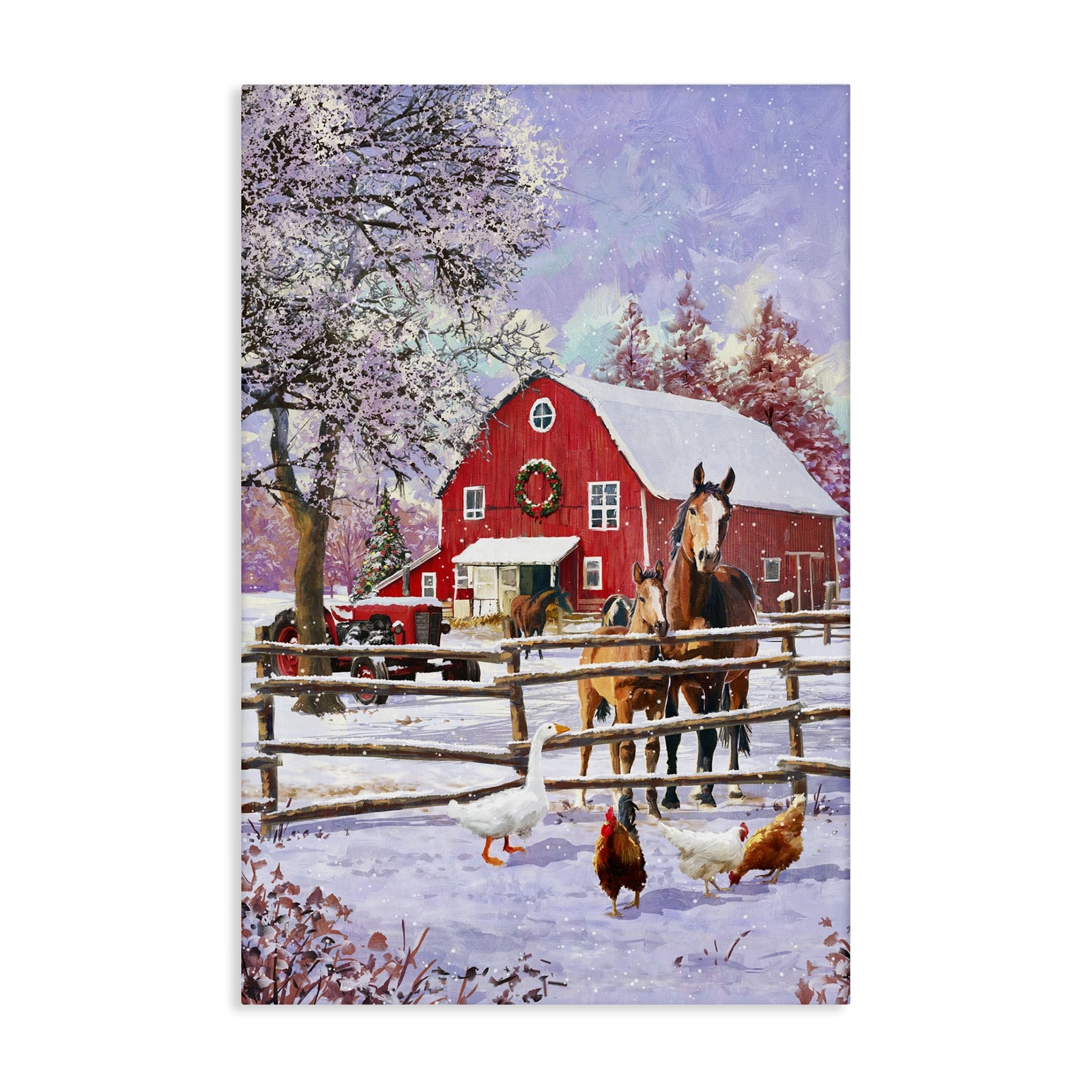 Winter Farm Scene Canvas Wall Art Design by Pip