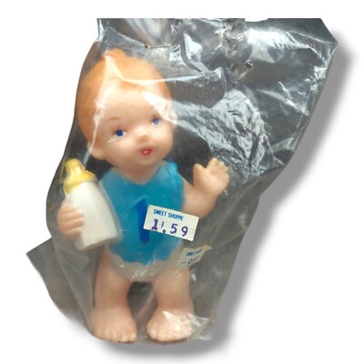 Vintage Baby Boy 1 Year Birthday Plastic Wilton Cake Topper Reusable Figure New 