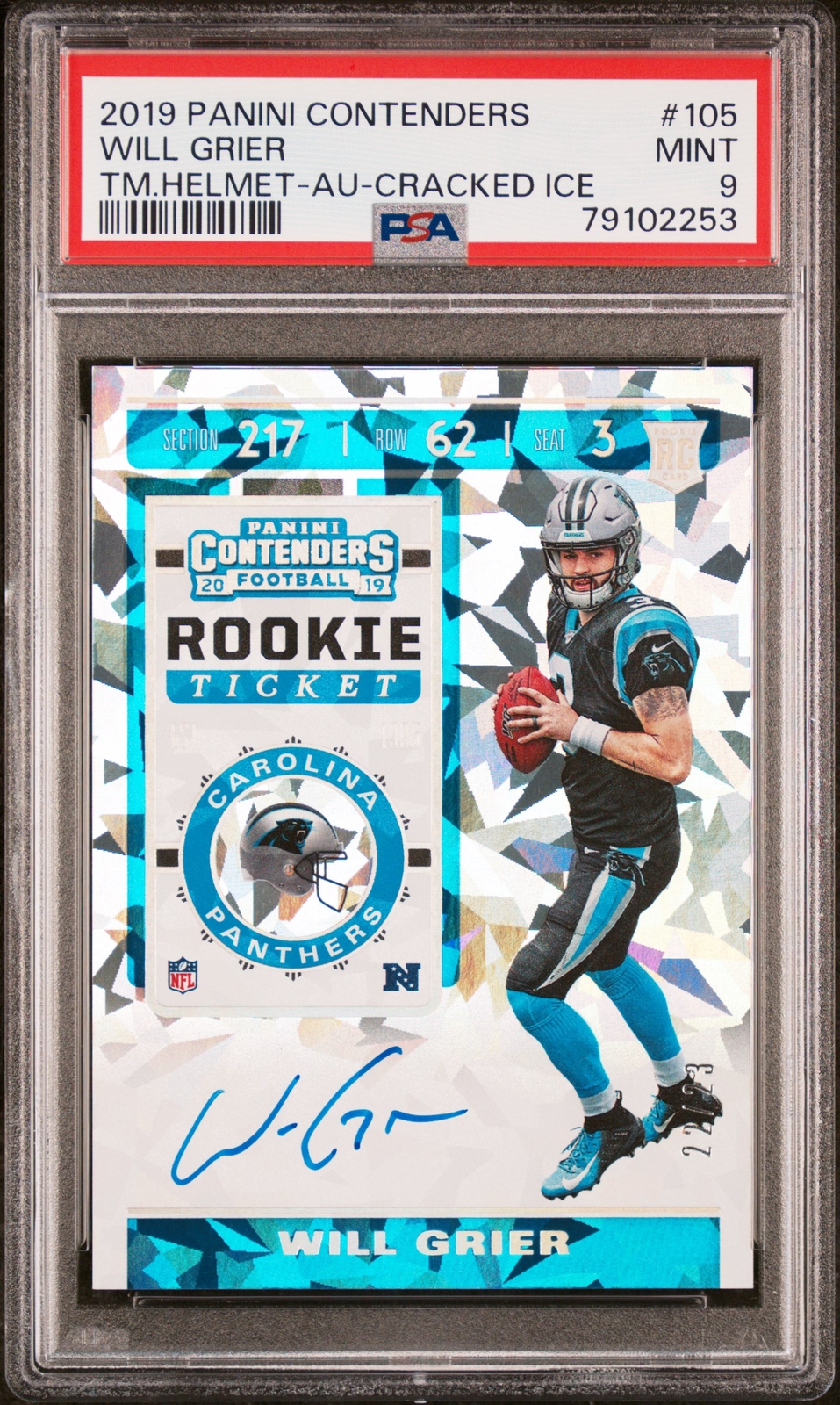 Will Grier Panini Contenders #105 Autograph-Cracked Ice