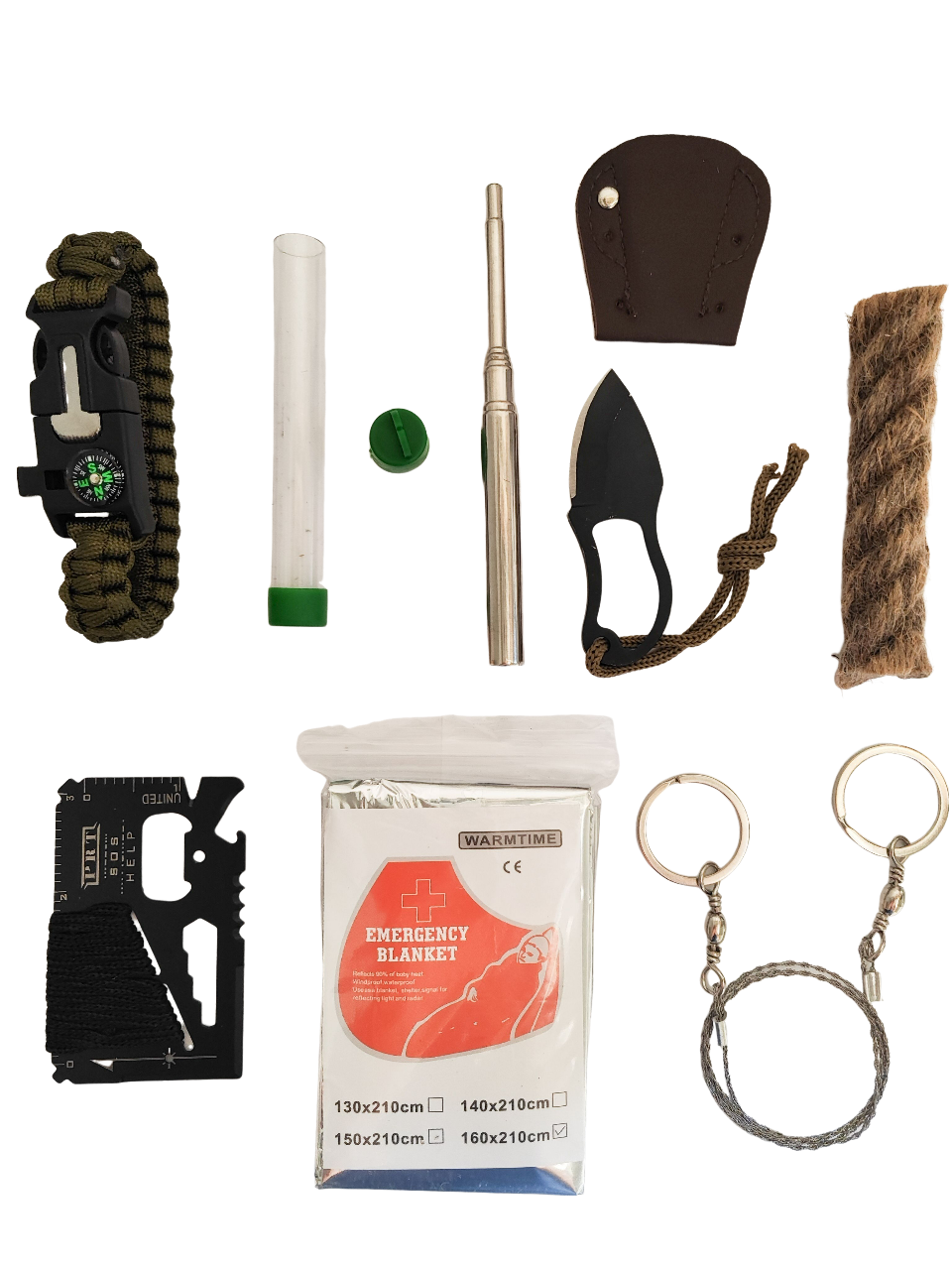 Fire Starter Paracord Bracelet Saw Wire Fire blower Multi Tool Emergency Blanket