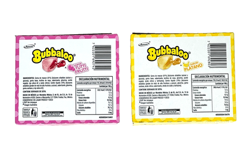 2-Pk Bubbaloo Chicle Sabores 🇲🇽Gum Bubbaloo Banana & Tutti-frutti 255gr/8.99oz - Picture 3 of 3