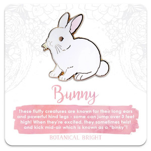 Authentic Bunny Rabbit Enamel Pin - Gold Plated Nature Jewelry - Animal Brooch