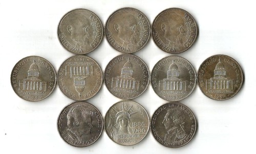 11 X 100 Francs en Argent. 165 grammes.