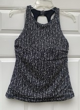 Athleta Womens Maldives Bra Cup Tankini Black White Size 36b/C Swim Top